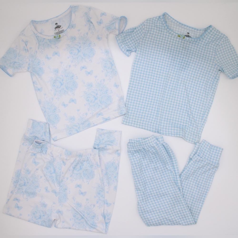 Tutu Couture Girls 4T Pajama Bundle 2 Sets Blue & White